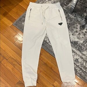 Men's White Jogger Pants and Zip up hoodie